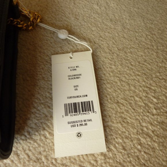 Tory Burch 'Britten' Leather T Logo Chain Strap Shoulder Bag (Black) - NEW - Picture 4 of 12